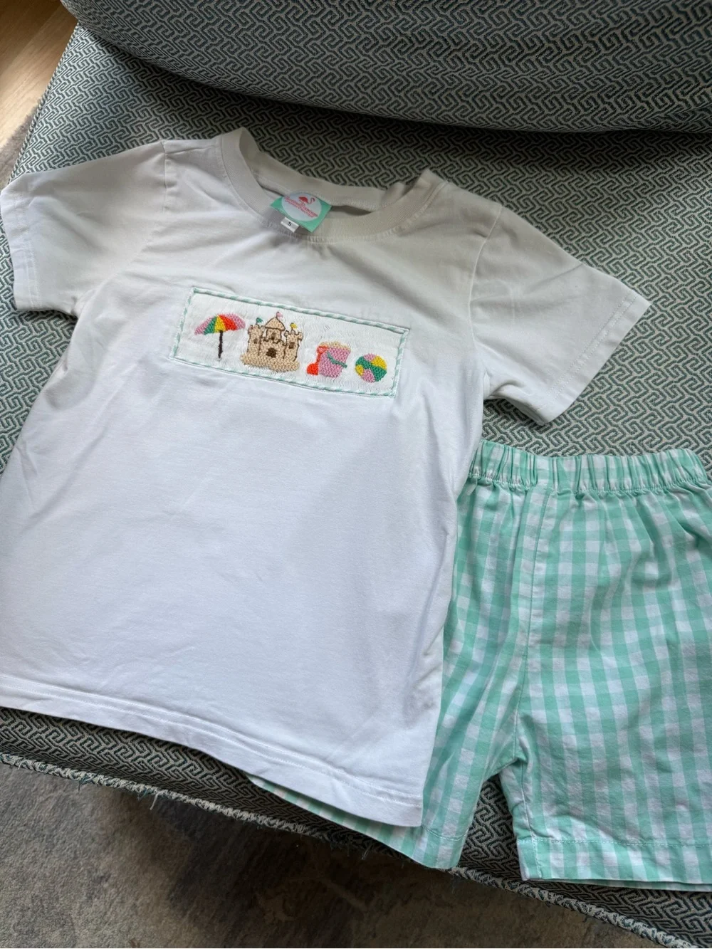 The Smocked Flamingo Boys 2pc Beach Smocked Outfit - Size 5